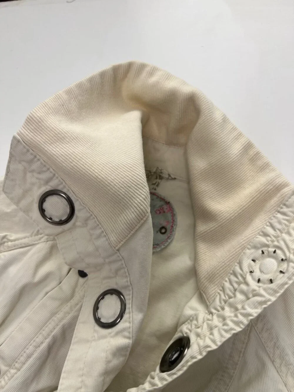 Free People Ivory Button-Up Long Cotton Jacket Womens Size Small